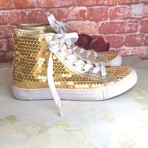 BALERA Dancewear High Top gold Sequin Dance Sneakers